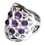 20mm Flower of Life Amethyst adjustable ring